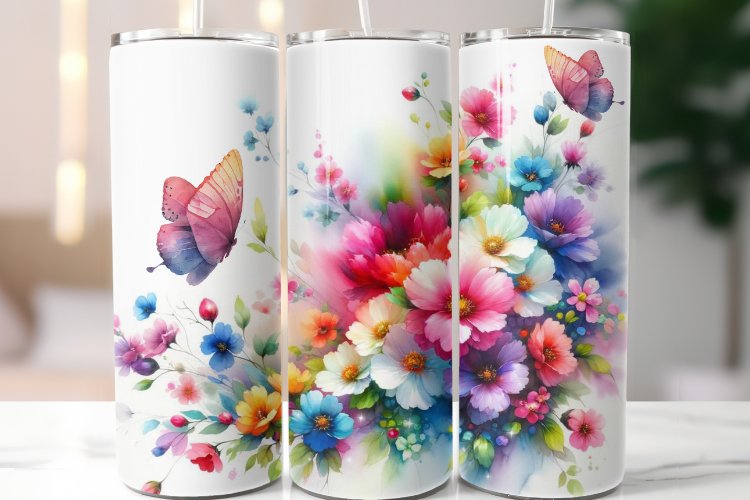 Spring Flowers 20 oz Skinny Tumbler Wrap Sublimation