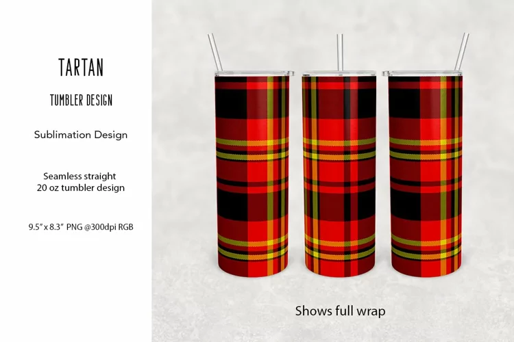 Tartan Tumbler Sublimation Design