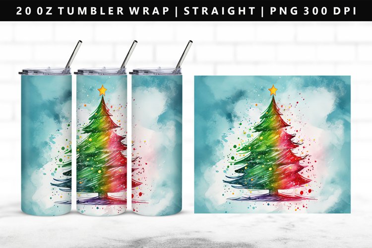 Watercolor 20oz Tumbler Wrap | Sublimation PNG Design