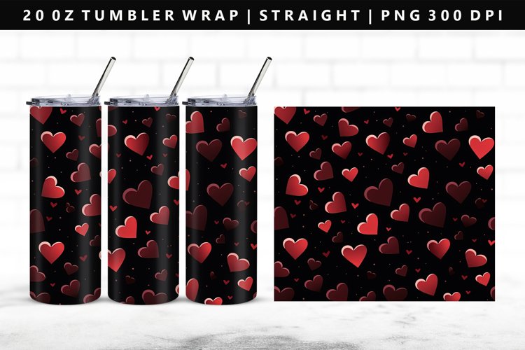 Heart 20oz Tumbler Wrap | Sublimation PNG Design
