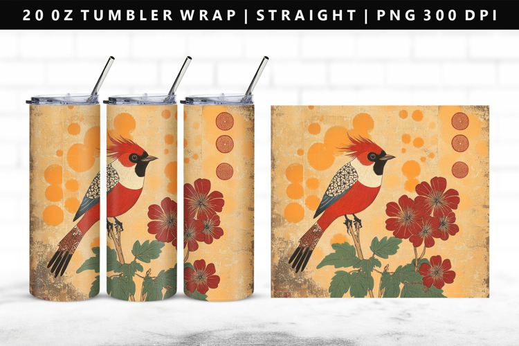Hanafuda 20oz Tumbler Wrap | Sublimation PNG Design
