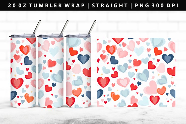 Heart 20oz Tumbler Wrap | Sublimation PNG Design
