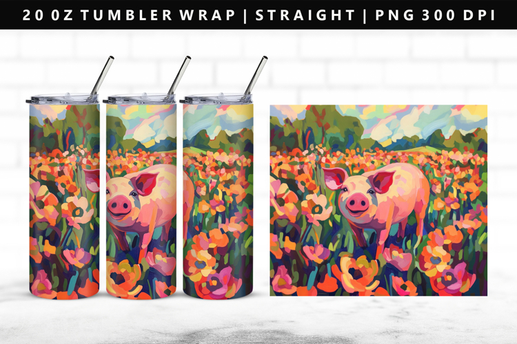 Pig 20oz Tumbler Wrap | Sublimation PNG Design