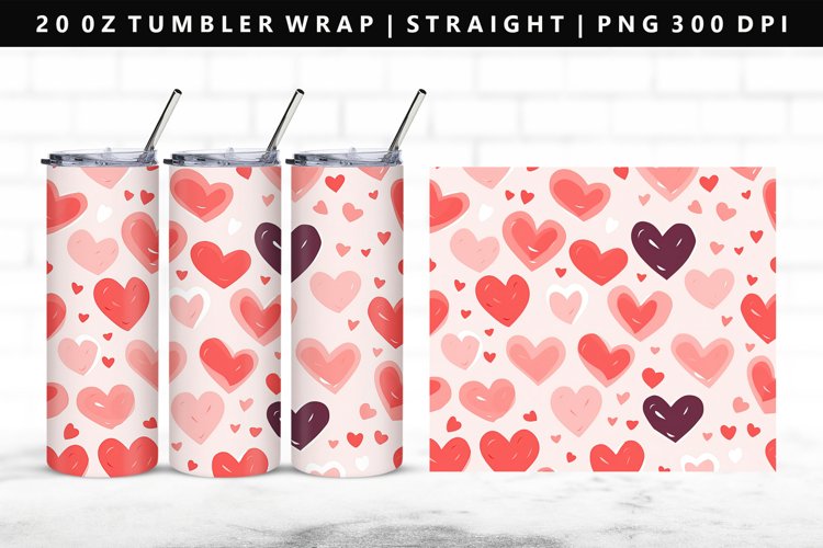 Heart 20oz Tumbler Wrap | Sublimation PNG Design