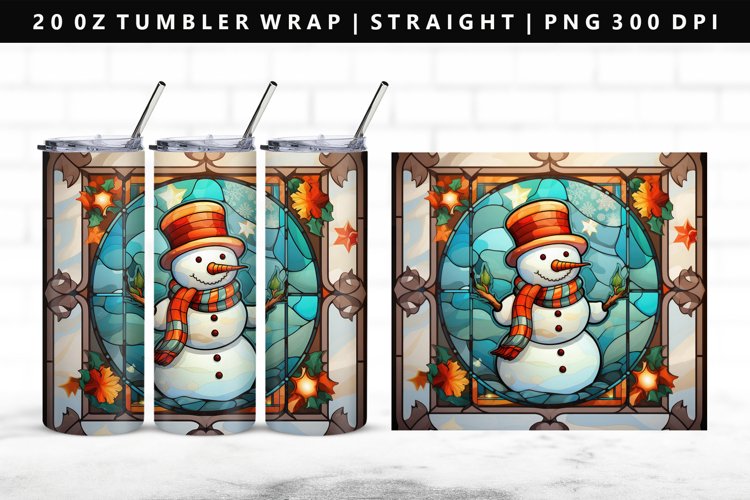 Snowman 20oz Tumbler Wrap PNG Design