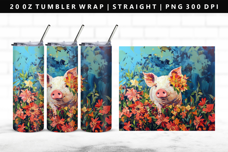 Pig 20oz Tumbler Wrap | Sublimation PNG Design