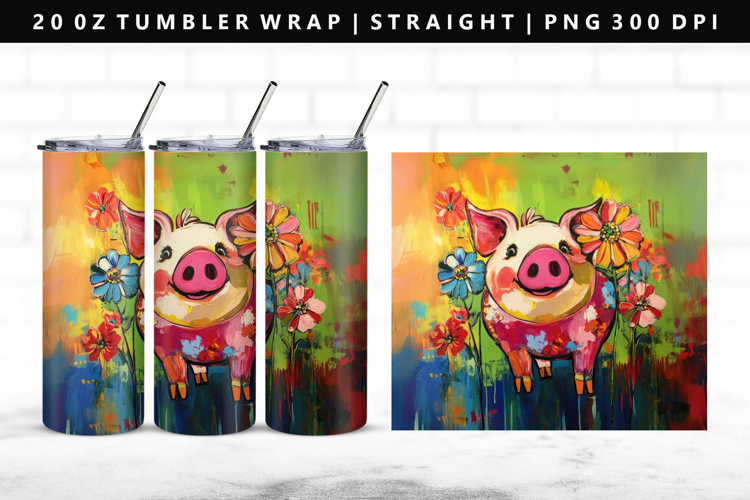 Pig 20oz Tumbler Wrap | Sublimation PNG Design