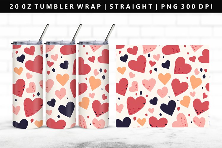 Heart 20oz Tumbler Wrap | Sublimation PNG Design