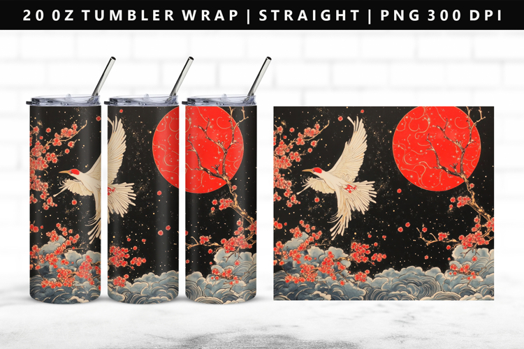 Hanafuda 20oz Tumbler Wrap | Sublimation PNG Design