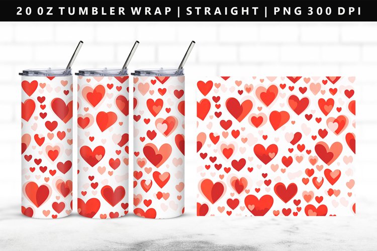 Heart 20oz Tumbler Wrap | Sublimation PNG Design