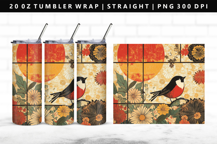 Hanafuda 20oz Tumbler Wrap | Sublimation PNG Design