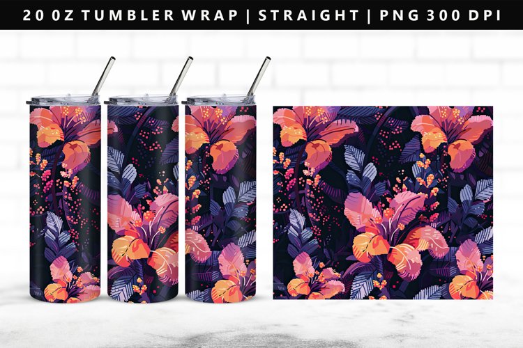 Flower 20oz Tumbler Wrap | Sublimation PNG Design