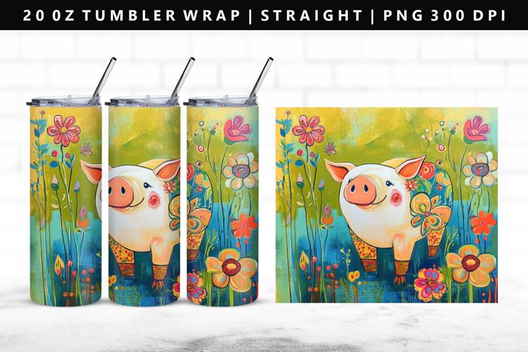 Pig 20oz Tumbler Wrap | Sublimation PNG Design