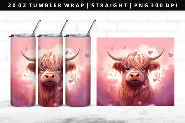 Highland Cow 20oz Tumbler Wrap | Sublimation PNG Design