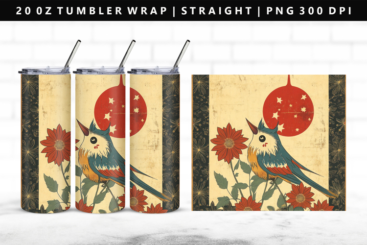 Hanafuda 20oz Tumbler Wrap | Sublimation PNG Design