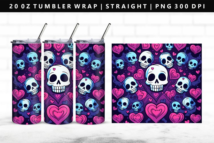 Skull 20oz Tumbler Wrap | Sublimation PNG Design