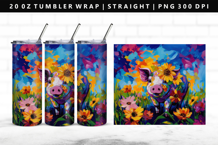 Pig 20oz Tumbler Wrap | Sublimation PNG Design