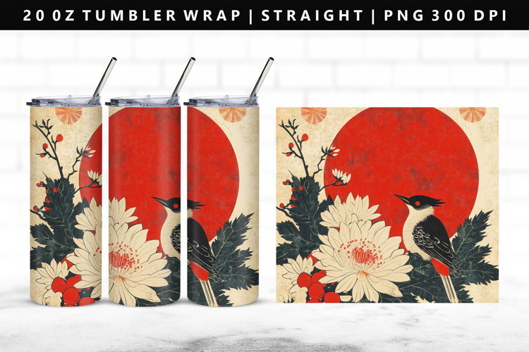 Hanafuda 20oz Tumbler Wrap | Sublimation PNG Design