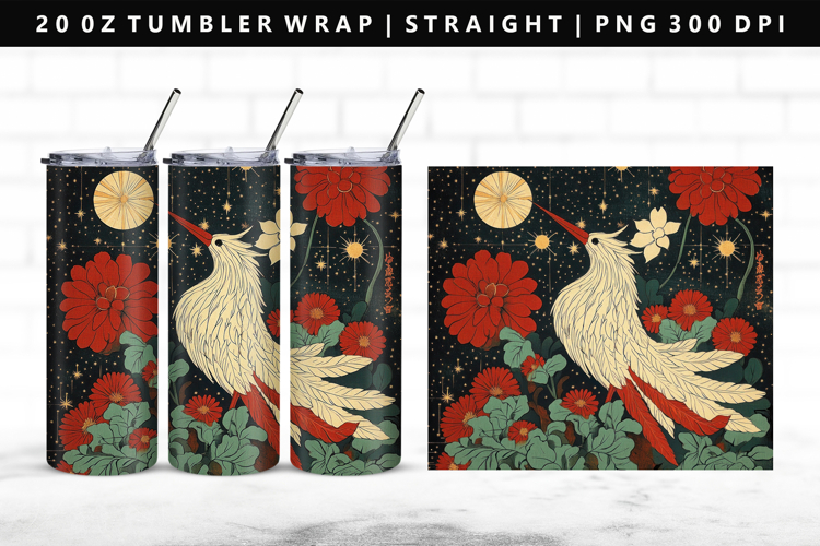 Hanafuda 20oz Tumbler Wrap | Sublimation PNG Design