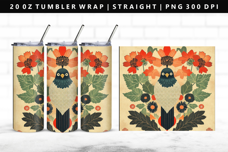 Hanafuda 20oz Tumbler Wrap | Sublimation PNG Design
