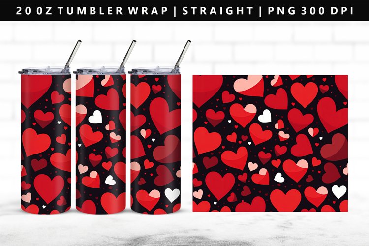 Heart 20oz Tumbler Wrap | Sublimation PNG Design