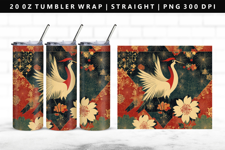 Hanafuda 20oz Tumbler Wrap | Sublimation PNG Design