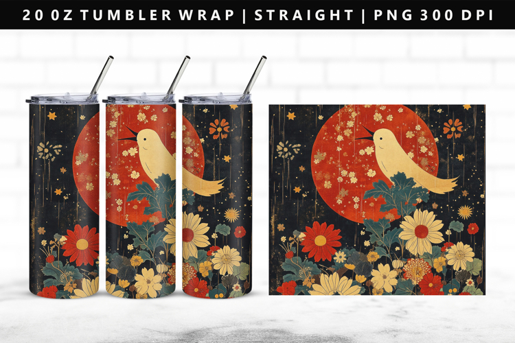 Hanafuda 20oz Tumbler Wrap | Sublimation PNG Design