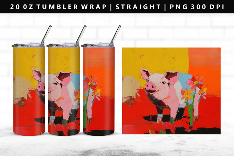 Pig 20oz Tumbler Wrap | Sublimation PNG Design