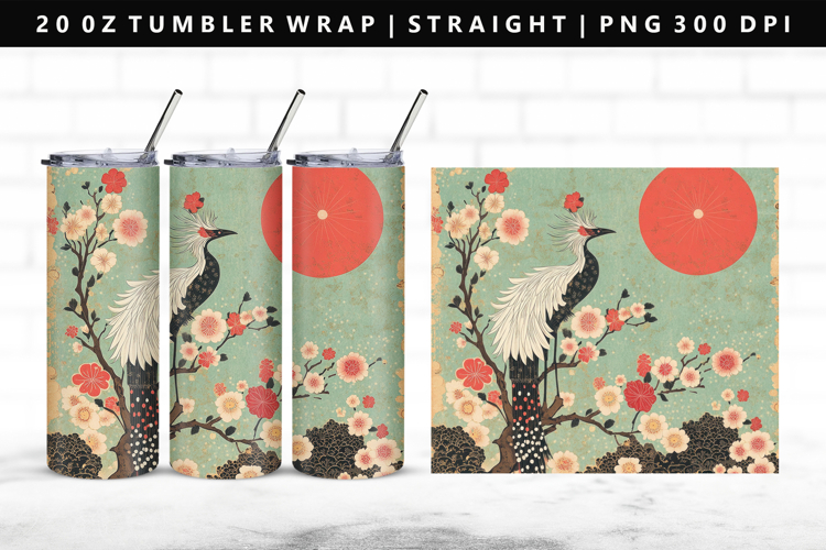 Hanafuda 20oz Tumbler Wrap | Sublimation PNG Design