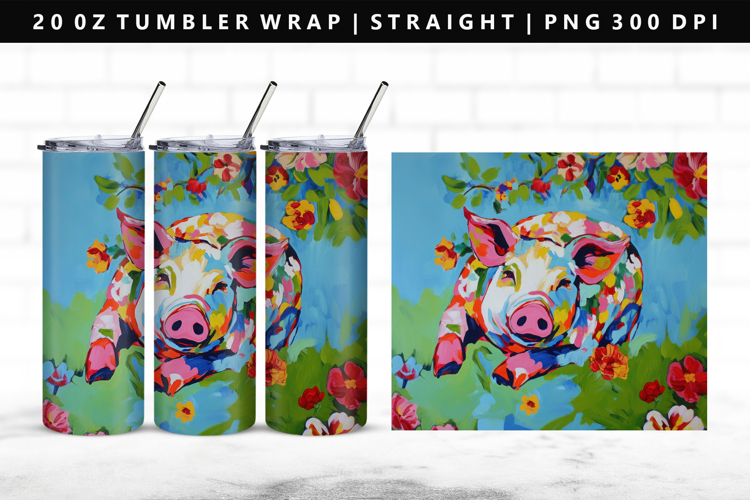 Pig 20oz Tumbler Wrap | Sublimation PNG Design