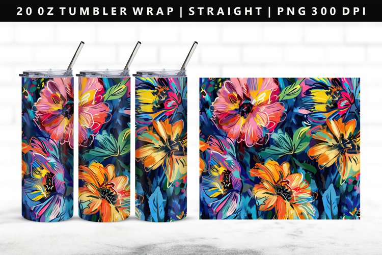 Flower 20oz Tumbler Wrap | Sublimation PNG Design