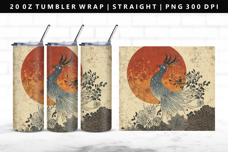Hanafuda 20oz Tumbler Wrap | Sublimation PNG Design