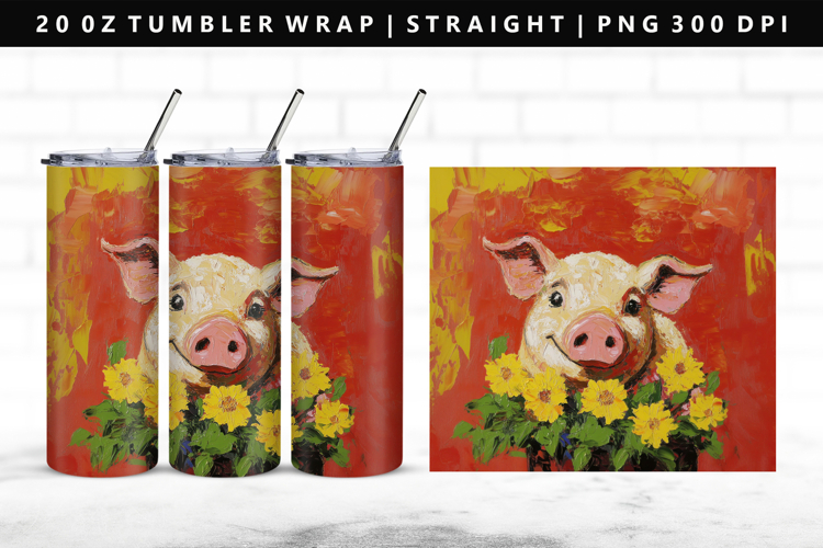 Pig 20oz Tumbler Wrap | Sublimation PNG Design