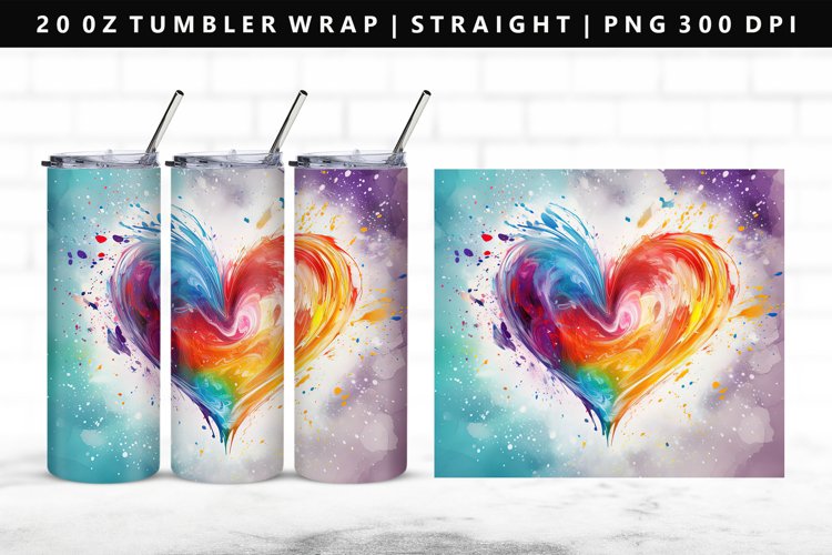 Heart 20oz Tumbler Wrap | Sublimation PNG Design