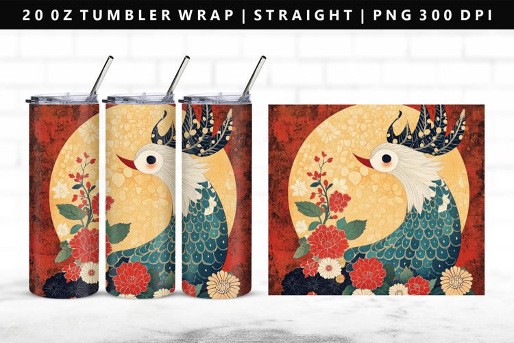 Hanafuda 20oz Tumbler Wrap | Sublimation PNG Design