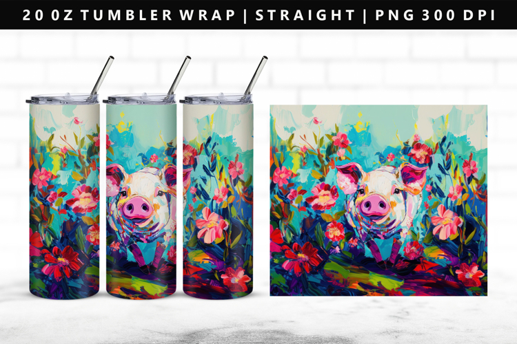 Pig 20oz Tumbler Wrap | Sublimation PNG Design