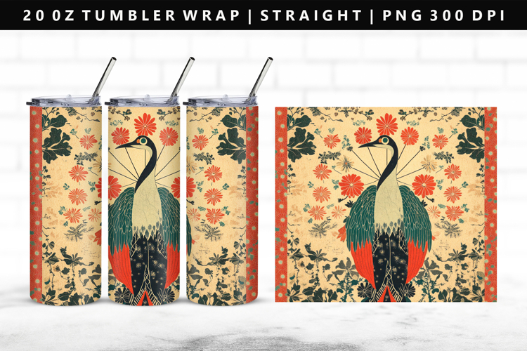 Hanafuda 20oz Tumbler Wrap | Sublimation PNG Design