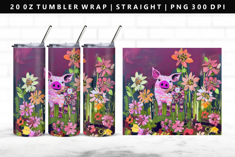 Pig 20oz Tumbler Wrap | Sublimation PNG Design