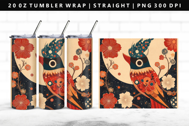 Hanafuda 20oz Tumbler Wrap | Sublimation PNG Design