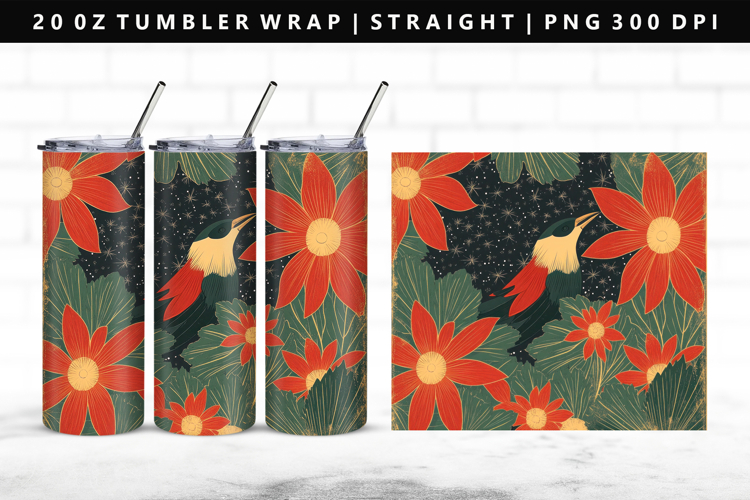 Hanafuda 20oz Tumbler Wrap | Sublimation PNG Design