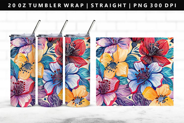 Flower 20oz Tumbler Wrap | Sublimation PNG Design