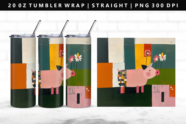Pig 20oz Tumbler Wrap | Sublimation PNG Design