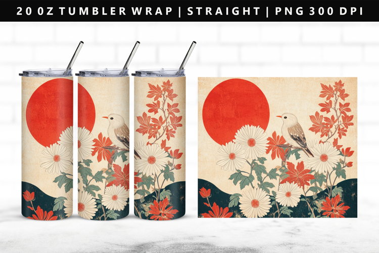 Hanafuda 20oz Tumbler Wrap | Sublimation PNG Design