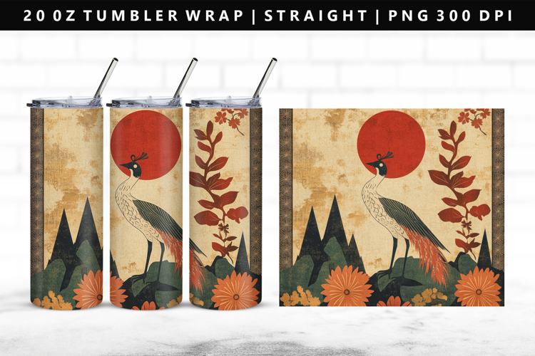 Hanafuda 20oz Tumbler Wrap | Sublimation PNG Design