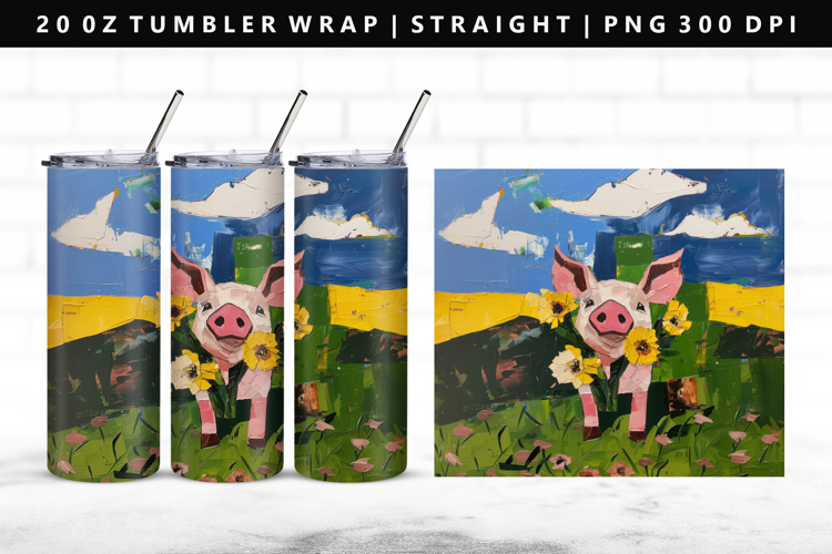 Pig 20oz Tumbler Wrap | Sublimation PNG Design