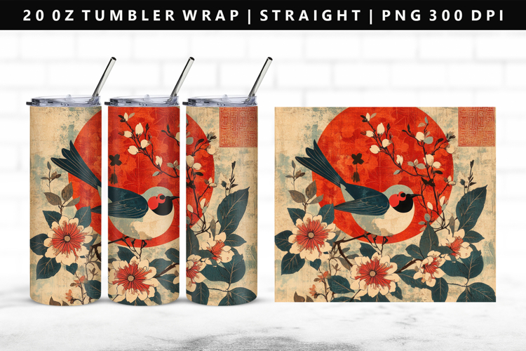 Hanafuda 20oz Tumbler Wrap | Sublimation PNG Design