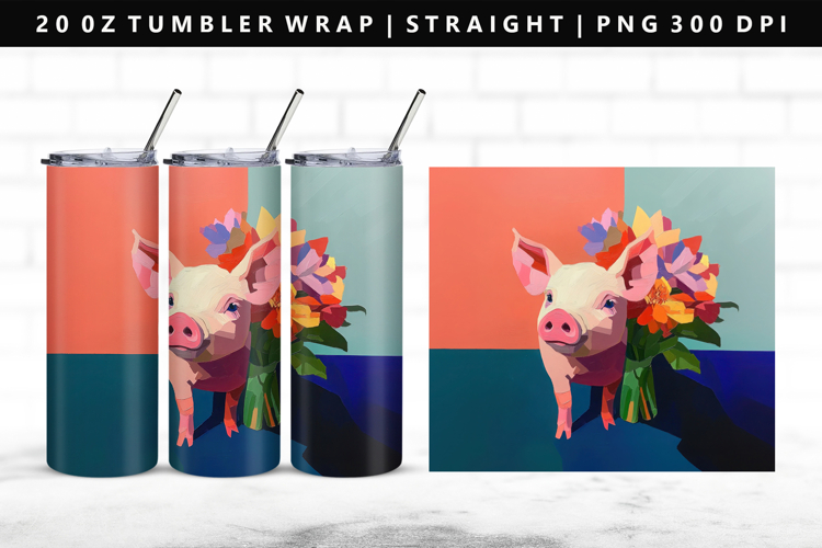 Pig 20oz Tumbler Wrap | Sublimation PNG Design