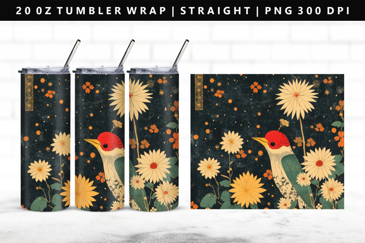 Hanafuda 20oz Tumbler Wrap | Sublimation PNG Design