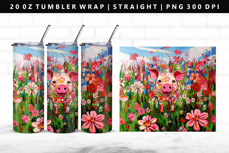 Pig 20oz Tumbler Wrap | Sublimation PNG Design