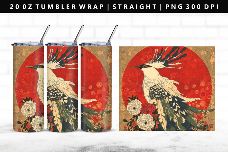 Hanafuda 20oz Tumbler Wrap | Sublimation PNG Design